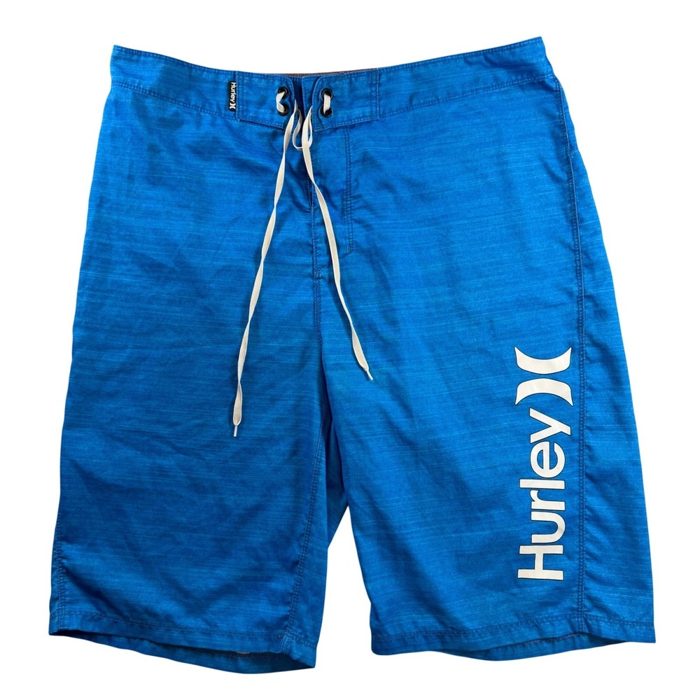 Hurley Mens Blue Heathered Board Shorts Size 31 Exclusively for Buckle Logo Swim